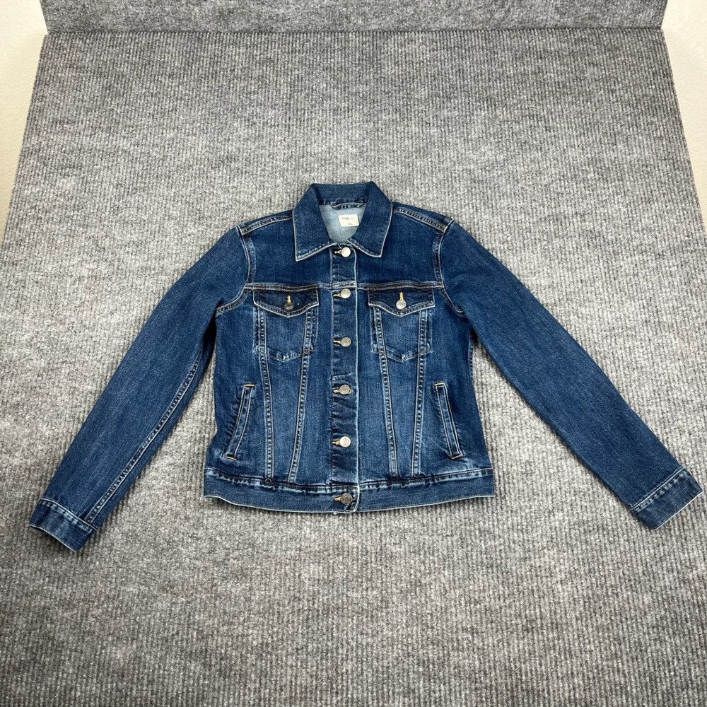 Gap 1969 Denim Jacket Womens S Dark Wash Icon JKT Smith Stretch Trucker Capsule